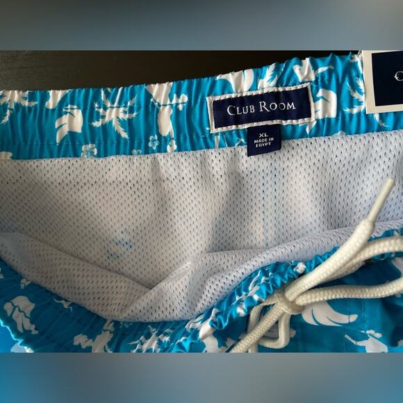 CLUB ROOM Blue Hawaiian Mesh Lined Swim Trunks Mens sz XL (NWT) - Picture 4 of 6